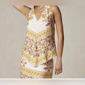 J.Crew Open-back halter top in sunset rose block print NWT Size M